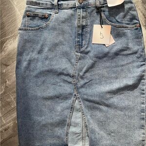 Blue Denim Skirt with Front Slit